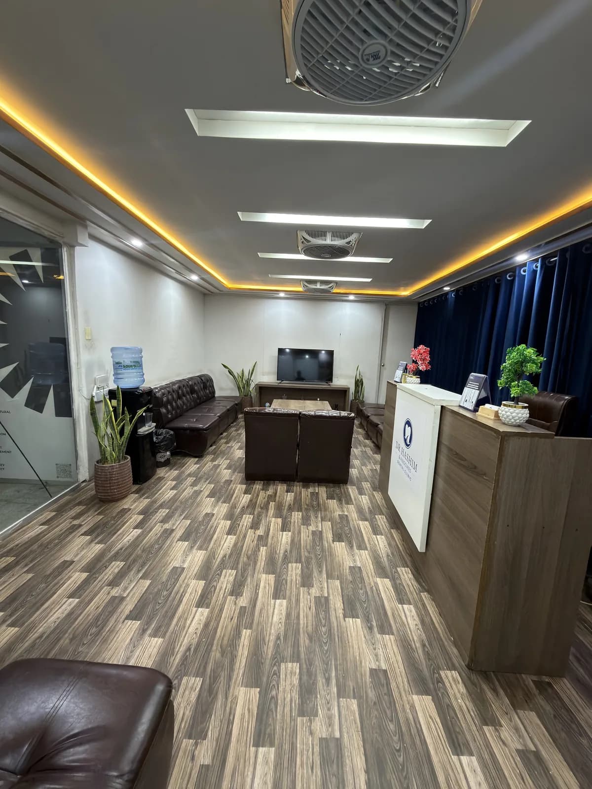 Reception and waiting area at Dr Hashim & Associates Dental Clinic, G-9 Markaz, Islamabad